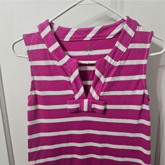 Kate Spade Pink and White Striped Sleeveless Dress With Bow And Pockets Sz M - Picture 4 of 5